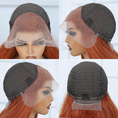 Veally ginger orange lace front wig, heat-resistance feature kept within safe temperatures.