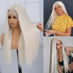 Veally platinum-blonde wig lace-front detail highlights baby hairs for realism