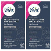 Veet leg and body wax strips package front view for smooth skin.