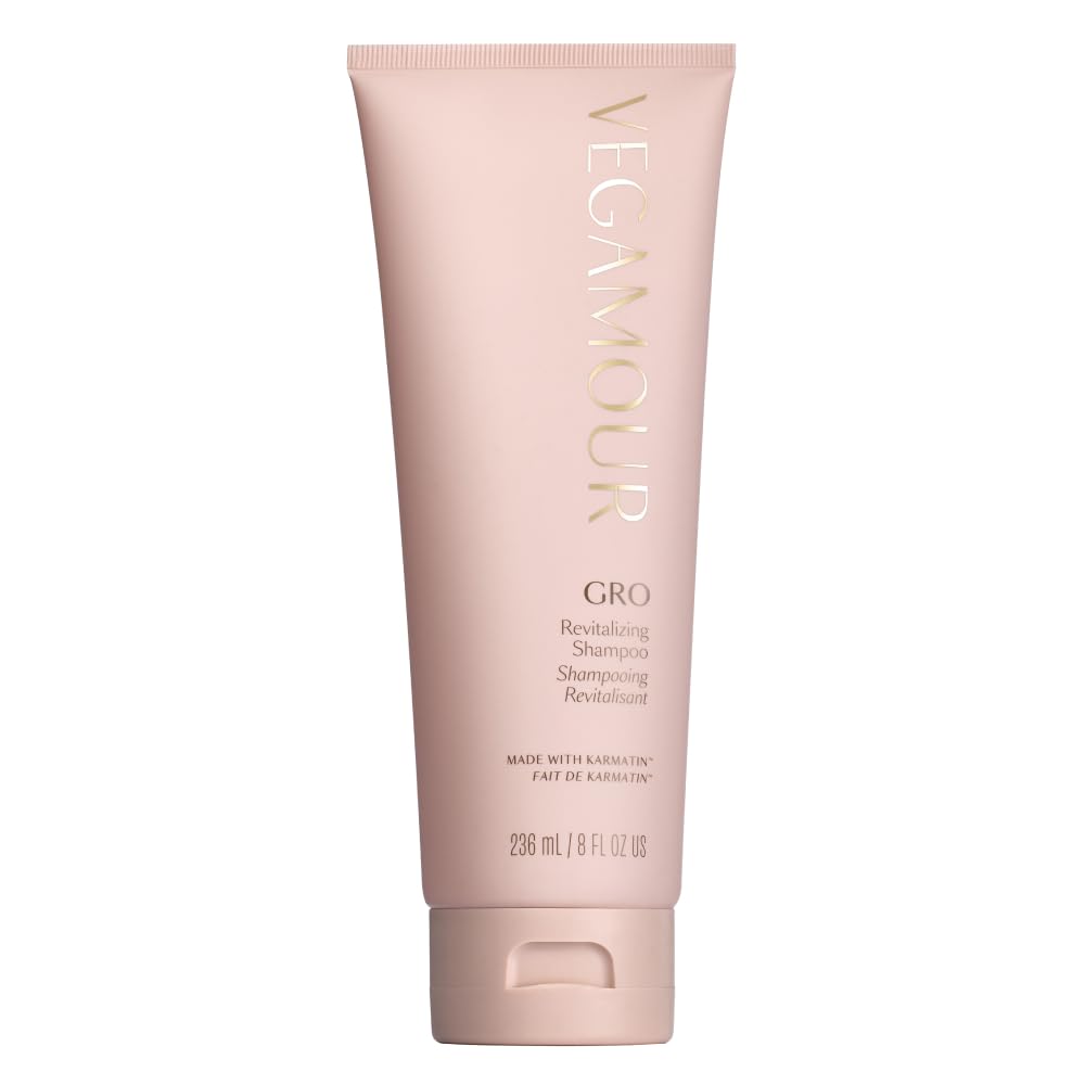 VEGAMOUR GRO Revitalizing Shampoo bottle promotes fuller-looking hair.