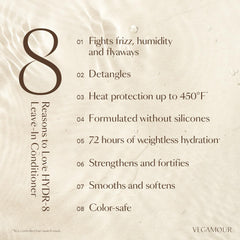 VEGAMOUR HYDR-8 spray on damp hair for detangling and frizz control.