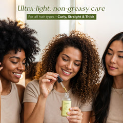 Veganic oil being applied to scalp for quick absorption.