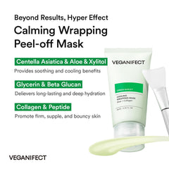 VEGANIFECT Aloe Cica Wrap Mask on heated cheeks for calming relief