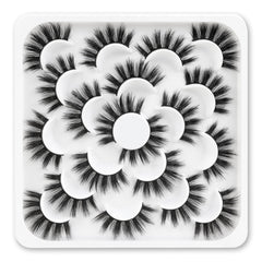 Veleasha Lashes natural fluffy look in a 10-pair pack for everyday beauty.