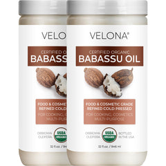 Velona Babassu Oil bottle on countertop—silky, non-greasy skin hydration.