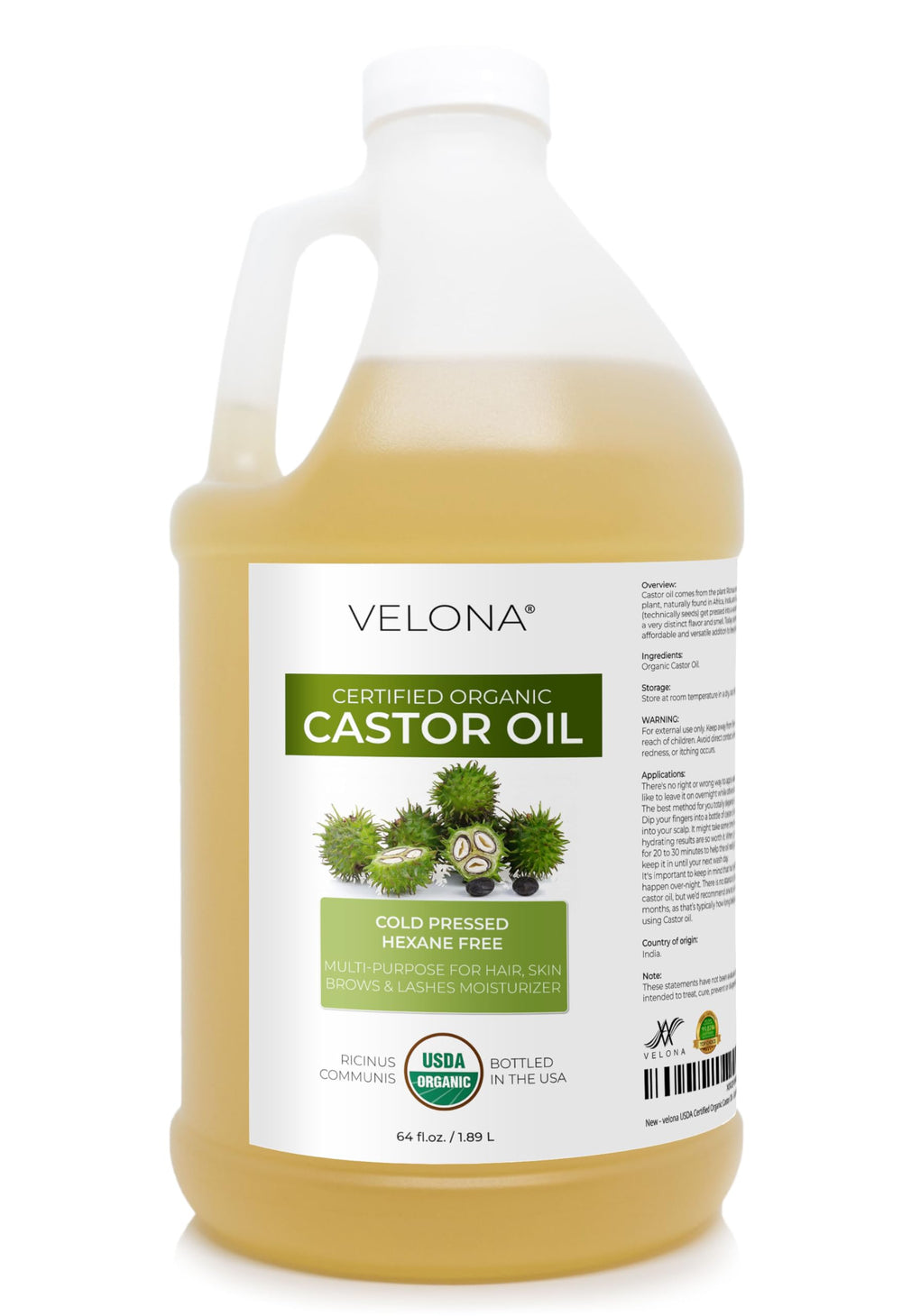 Velona Castor Oil bottle pour for smooth hair and skin