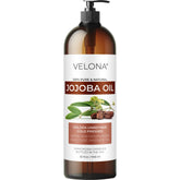 Velona Jojoba Oil bottle with pump for easy daily moisturizing.