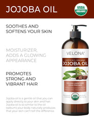 Velona Jojoba Oil with golden texture for hair conditioning