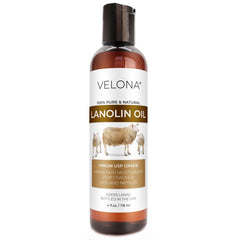 Velona Lanolin Oil bottle close-up for deep skin hydration