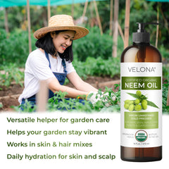 Velona Neem Oil garden spray preparation for plant care.