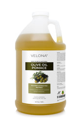 Velona Olive Pomace Oil 64oz bottle showing a pure carrier oil for skin and hair care