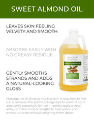 Velona Sweet Almond Oil on hair shows softness and natural shine.