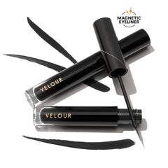 Velour Lash & Go lashes attached shows quick magnetic lash use with reliable hold.