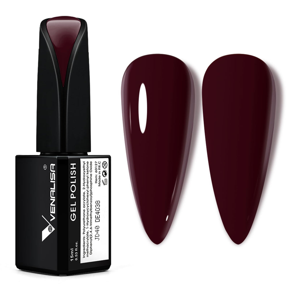 VENALISA 15ml bottle in deep burgundy red gel polish for nails
