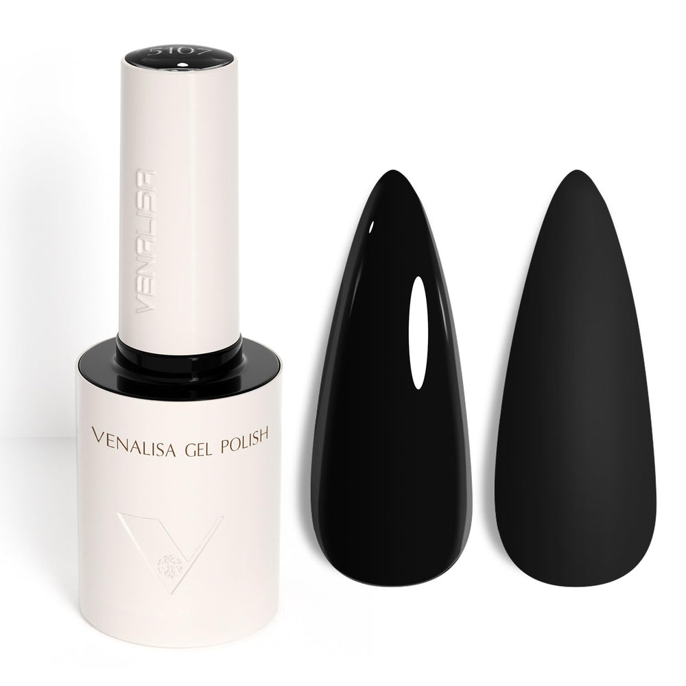 VENALISA Black Gel Nail Polish bottle shows rich color for a flawless manicure.