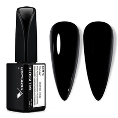 VENALISA black gel polish bottle close-up showing rich color for nails.