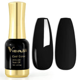 VENALISA black gel nail polish bottle with golden cap for a luxurious home manicure.