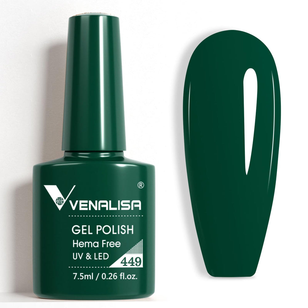 Venalisa Green Gel Nail Polish emerald dark green bottle showing shade for quick color check