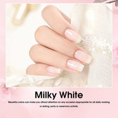 VENALISA jelly translucent finish creates subtle milky accents on nails.