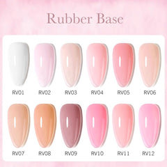 Venalisa jelly gel polish color swatches from nude to milky white tones.
