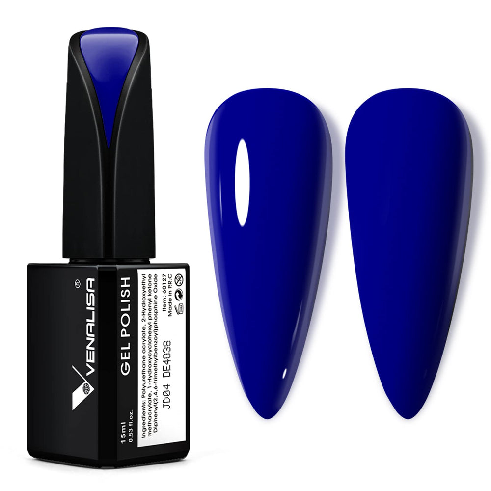 V VENALISA royal blue gel polish bottle front showing bold color for impact