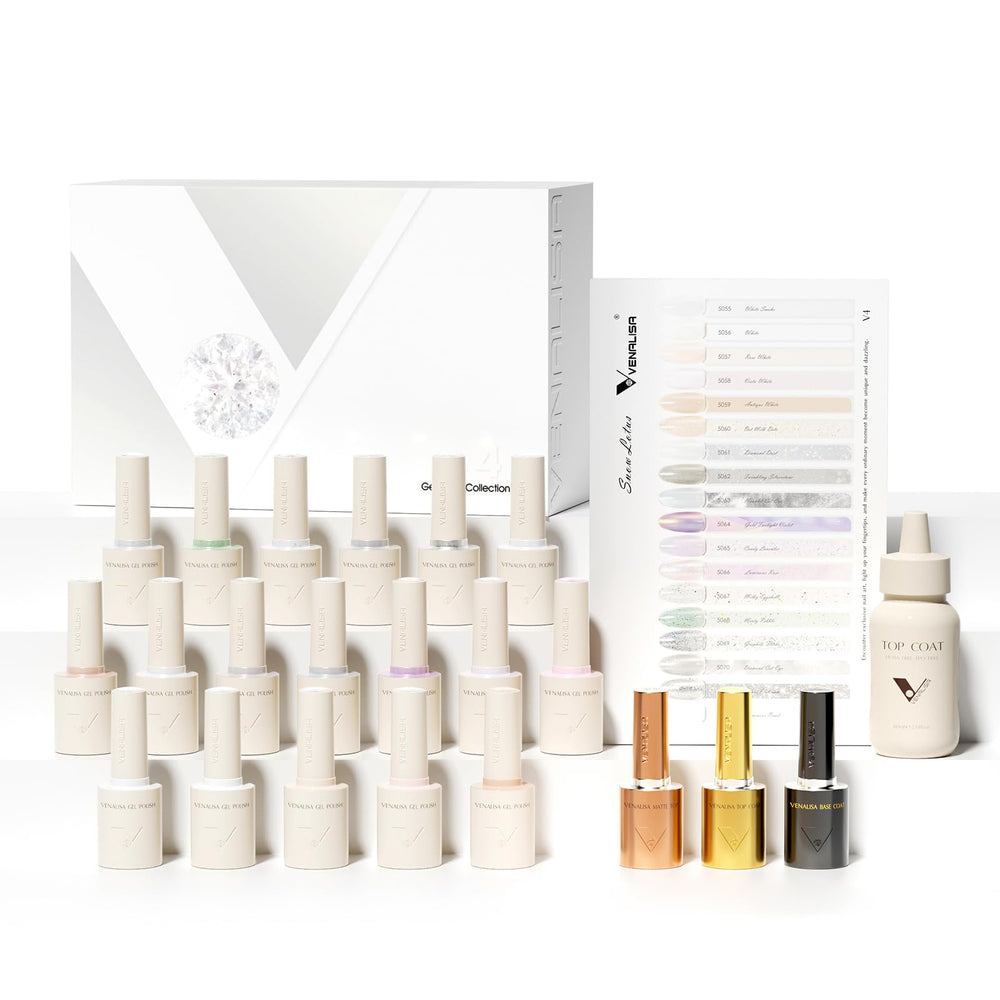 V VENALISA V4 22-piece white gel polish set with color card for at-home manicure