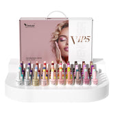 Venalisa VIP5 60-color glitter jelly bottles display for easy color matching.