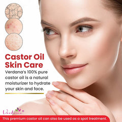 Verdana Organic Castor Oil bottle shows purity and cold-pressed quality.