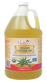 Verdana Organic Castor Oil bottle pour for nourishing hair and scalp.