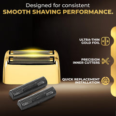 VERLUXA Babyl*ss foil head close-up shows durable, quick-change replacement