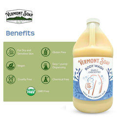 Vermont Soap ingredients highlight aloe vera and shea butter benefits.