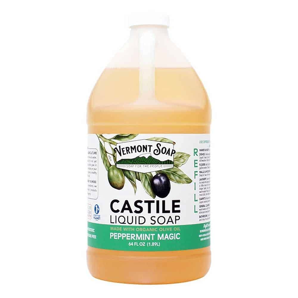 Vermont Soap Vermont Castile Peppermint bottle, gentle cleanse for sensitive skin