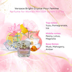Versace Bright Crystal mini cap closeup, hints at the luminous floral scent.