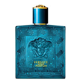 Versace Eros Parfum bottle closeup conveys luxury and confidence for evening wear.