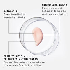 Versed Auto-Save serum bottle closeup showcasing microalgae and vitamin C ingredients