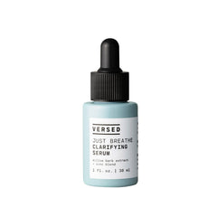 Versed Just Breathe Serum bottle with pour shows pore-clearing action for clearer skin