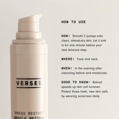 Versed Press Restart creamy-swatch shows smooth texture for sensitive skin.