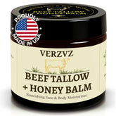 VERZVZ Beef Tallow Honey Balm jar closeup for rich hydration.