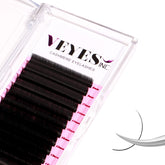VEYES INC cashmere volume lash extensions tray with CC curl and mixed lengths for precise application.