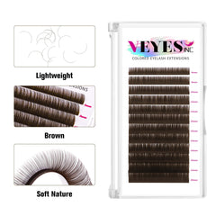 VEYES INC dark latte brown 0.05 D curl lashes in 8-16mm range for natural fullness