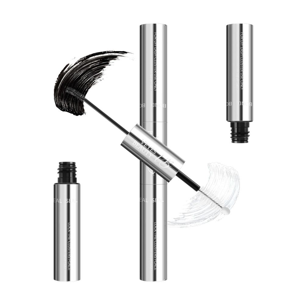 VEYESBEAUTY lash bond and seal bottle front showing 2-in-1 system for easy use.