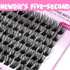 Close-up of applying lash clusters with DIY tools for precise placement