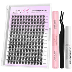 VEYESBEAUTY lash clusters kit for quick, customizable volume looks.