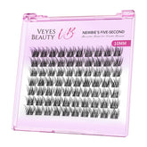 VEYESBEAUTY lash clusters tray with wispy 10mm lashes for natural, easy DIY enhancement.