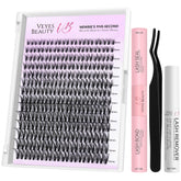 VEYESBEAUTY Ribbon Cluster Lashes Kit close-up—lightweight clusters for quick, comfortable DIY lash looks.
