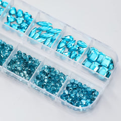 Six kawaii shapes and sizes offer versatile nail crystal options.