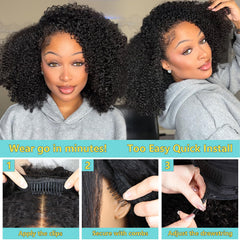 VFFTI kinky curly half wig cap interior provides breathable comfort.