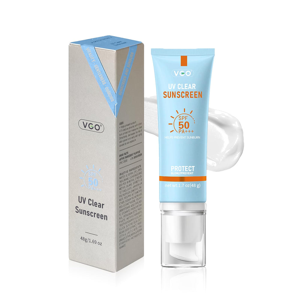 VGO Mineral Sunscreen bottle close-up with SPF 50 protection.