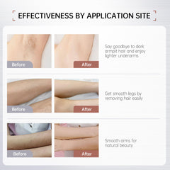 Close-up of VGO Bikini Gel application shows smooth glide for quick hair removal.