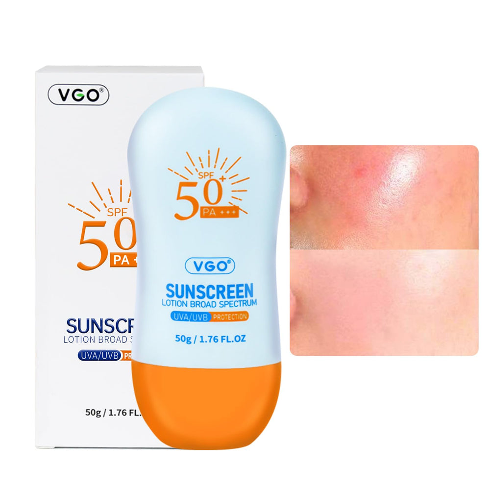 VGO Sunscreen Face SPF 50+ bottle front showing mineral protection for daily use